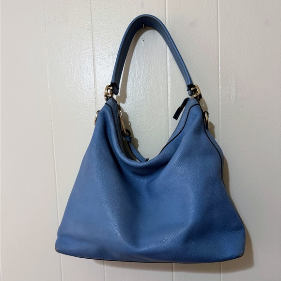 Gucci Handbags - Gucci Blue Leather Hobo Bag with Gold Hardware